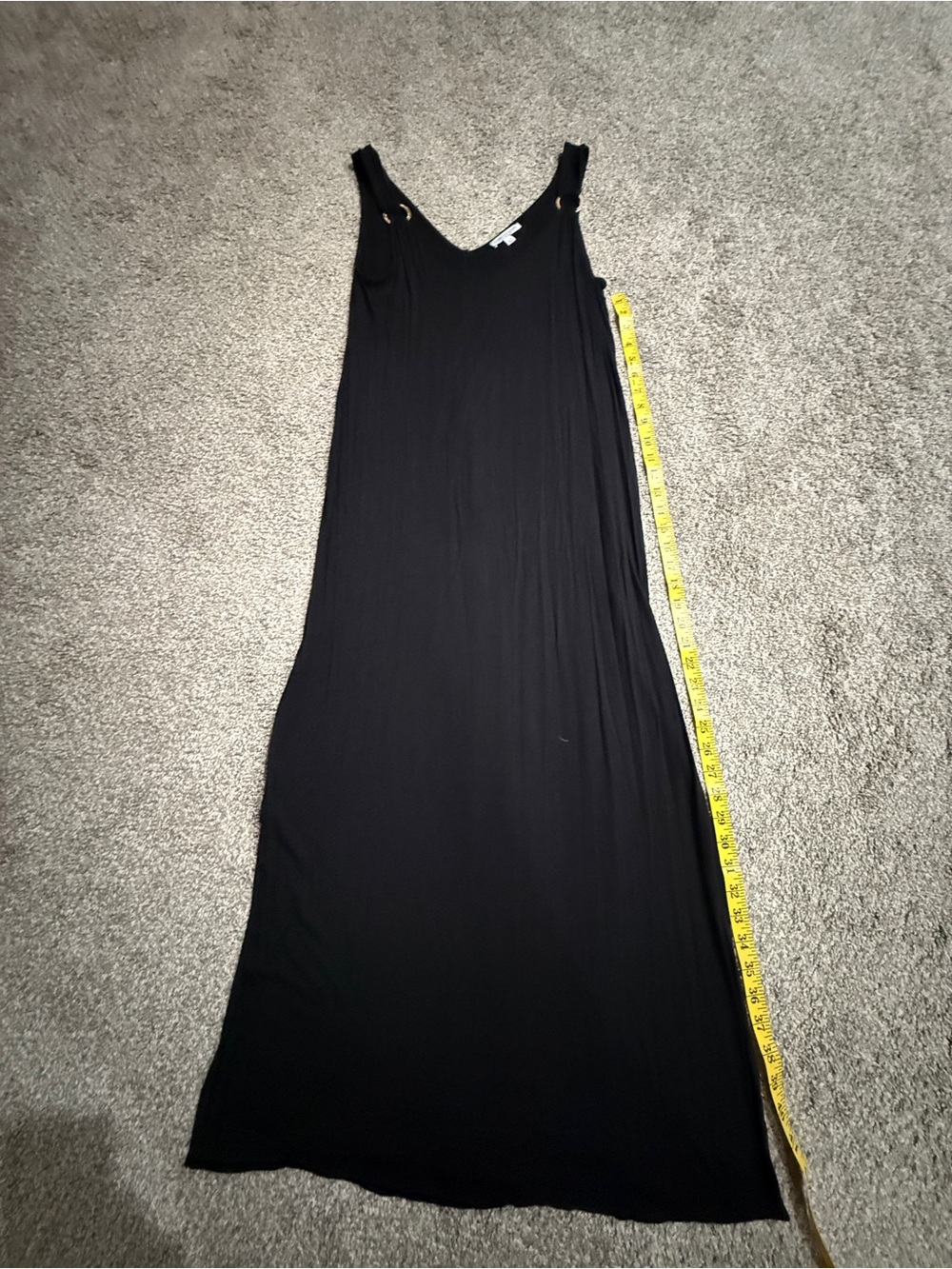 Green Envelope Black Sleeveless V-Neck Maxi Dress Sz L